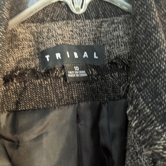 Tribal Fringed Tweed Jacket with Shawl Collar - Picture 3 of 3